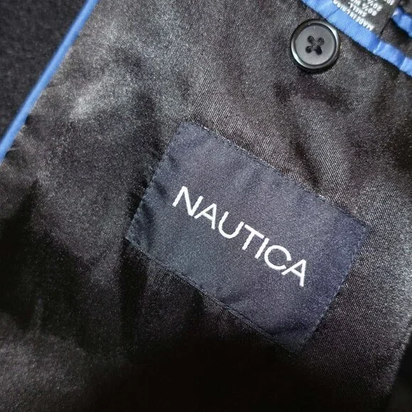 Nautica Men's Overcoat Size 44 Regular Charcoal Gray Wool Blend Winter Coat 44R - Picture 7 of 8